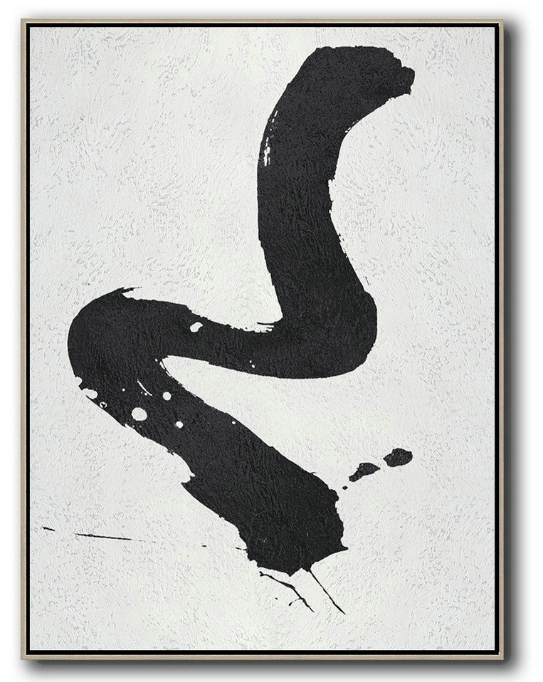 Large Abstract Art,Black And White Minimal Painting On Canvas,Acrylic Painting Wall Art #C4Y1